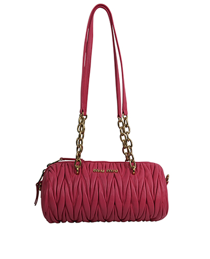 Matelasse Bowling Bag, £295, Handbags, Pink, Leather, Front view